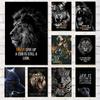 Motivational Quote Black Lion Tiger Canvas Paintings Inspired Art Classic Poster and Print Wall Painting for the Office of Home Decor