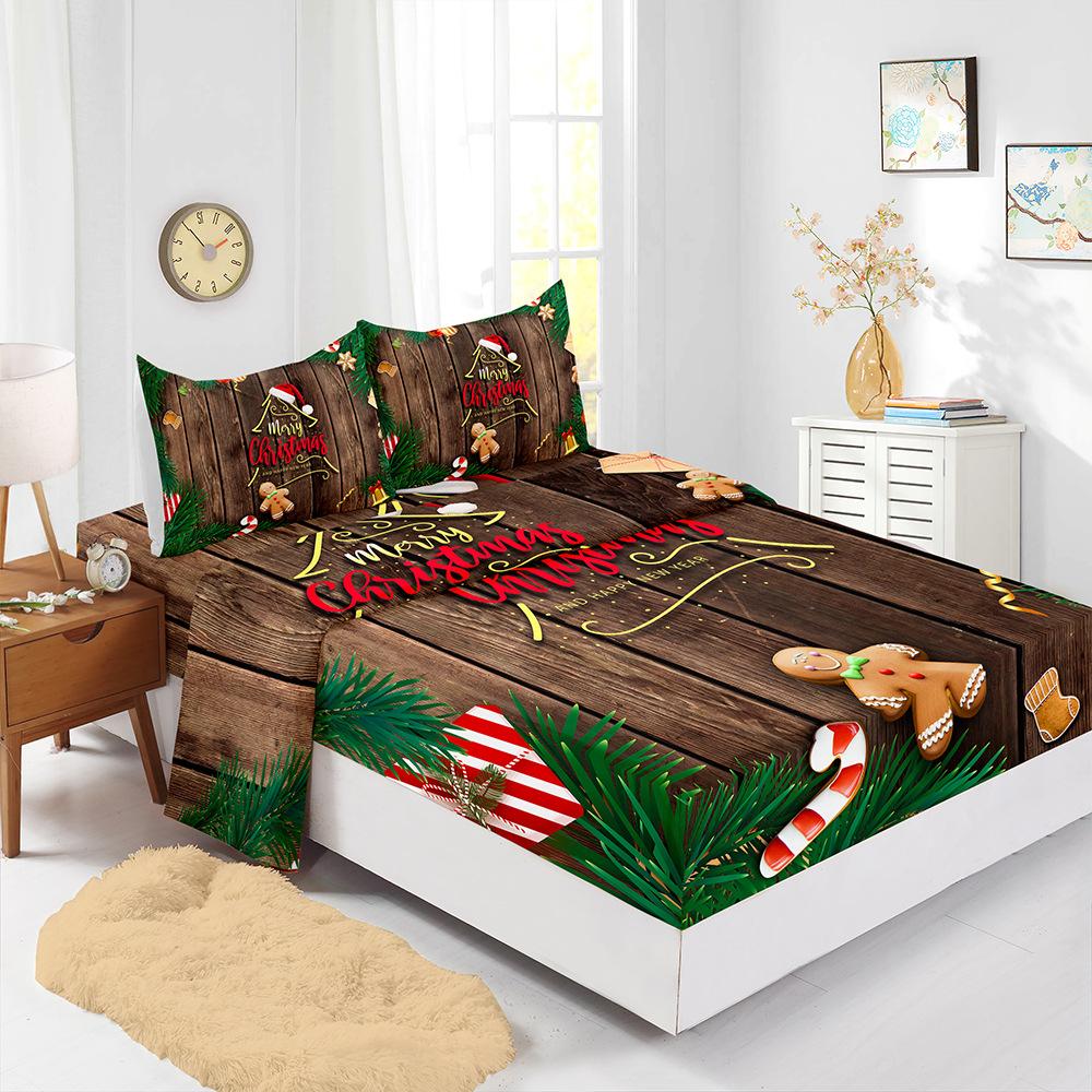 Popular Christmas Mattress Four-Piece Children'S Bedding Digital Printing Mattress Protective Cover