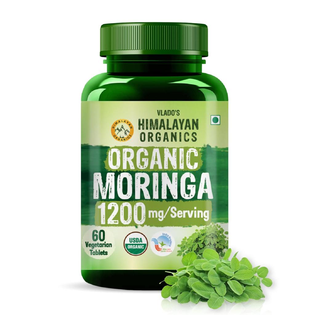 Vlado's Himalayan Organics Органические таблетки с морингой, экстракт 1200 мг, 60 шт. для энергии, иммунитета, пищеварения
