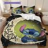 Stitch and Angels cartoon print print coreless bed sheet set(1 Duvet Cover + 2 Pillowcases), soft and comfortable.