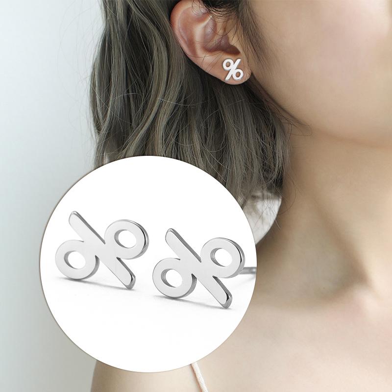 symbol Stud Earrings At Percentage Exclamation Question Mark Women Stainless Steel Gold Black Mini Earring Studs