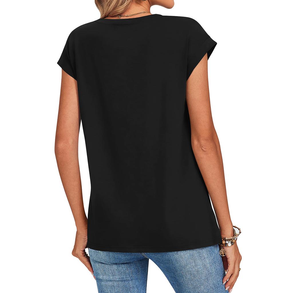 Women's Casual Oversized Cap-Sleeve T-Shirt Top