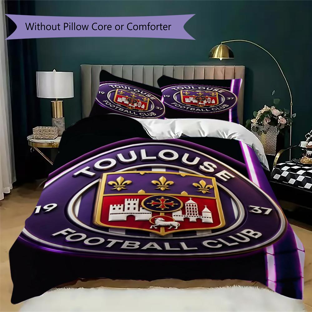 Tolouse FC Pattern Bedding,Quilt Set Quilt Cover Pillowcase Home Birthday Gift(1 * duvet cover + 2 * pillowcase, without core)_lx