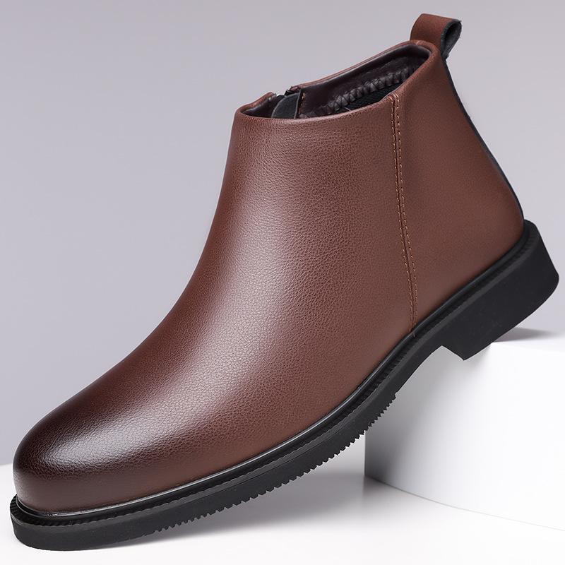 Модный дизайнер Повседневные Ретро Мужские Ботильоны Осень Зима Бархатная Мягкая Подошва Коровья Кожа Хлопок Обувь Мужская Мода Ботинки Челси Мужские