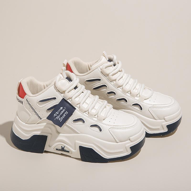 2024 Осень Новые Высокие Кеды Маленькие Белые Туфли Инс Корейская Версия Универсальные Кроссовки на Платформе Повседневные Кроссовки Папины Кроссовки Девушка