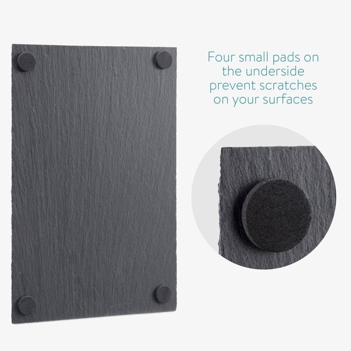 Assiettes en ardoise - kw-commerce - 47683.06.02 - set de 6 - antidérapantes - rectangulaires