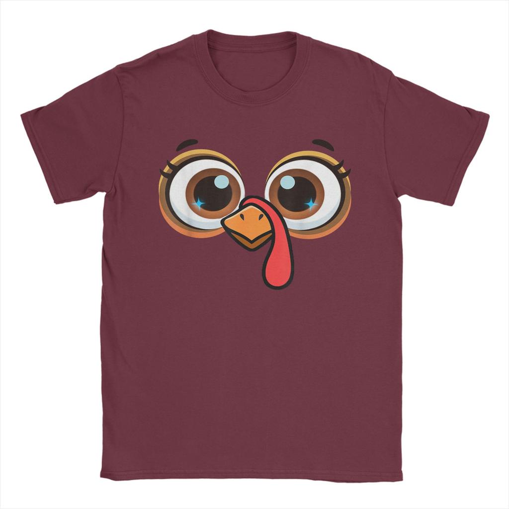 Funny Turkey Face Thanksgiving -Cute Family Matching Men's T Shirt  Casual Tee Shirt Short Sleeve Crew Neck T-Shirt Clothing
