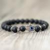 Evil Eyes Bracelet For Men Women Gothic Fatima Hand Braclet 8mm Natural Lava Lapis Lazuli Stone Beaded
