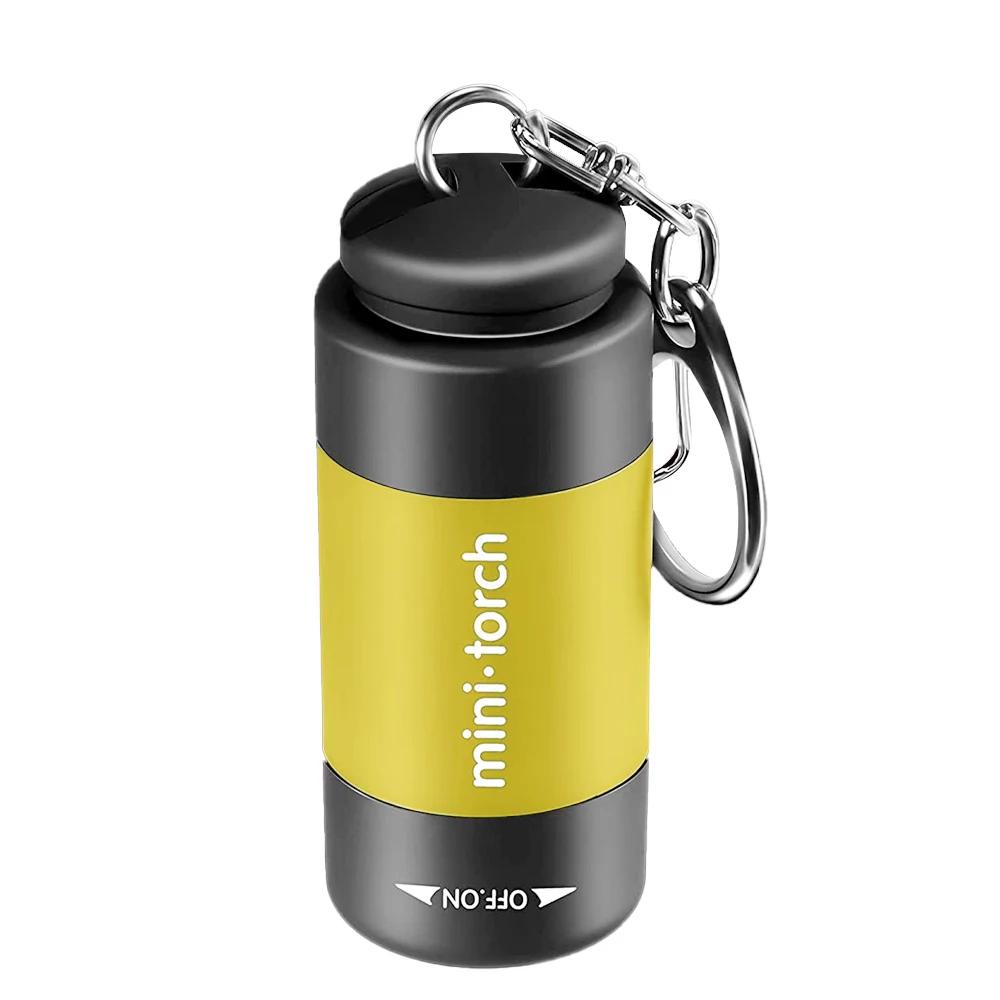 Mini LED Torch Light USB Charging Portabl Keychain Flashlight Rotary Switch Lamp Waterproof Outdoor Camping Emergency Flashlight