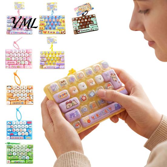 Unique Bag Charm for Kids 26-Key Keyboard Fidget Toy, Cute Cartoon Clicky Clicker Toy with Mini Silicone Keychain, Backpack Pendant Stress Relief,