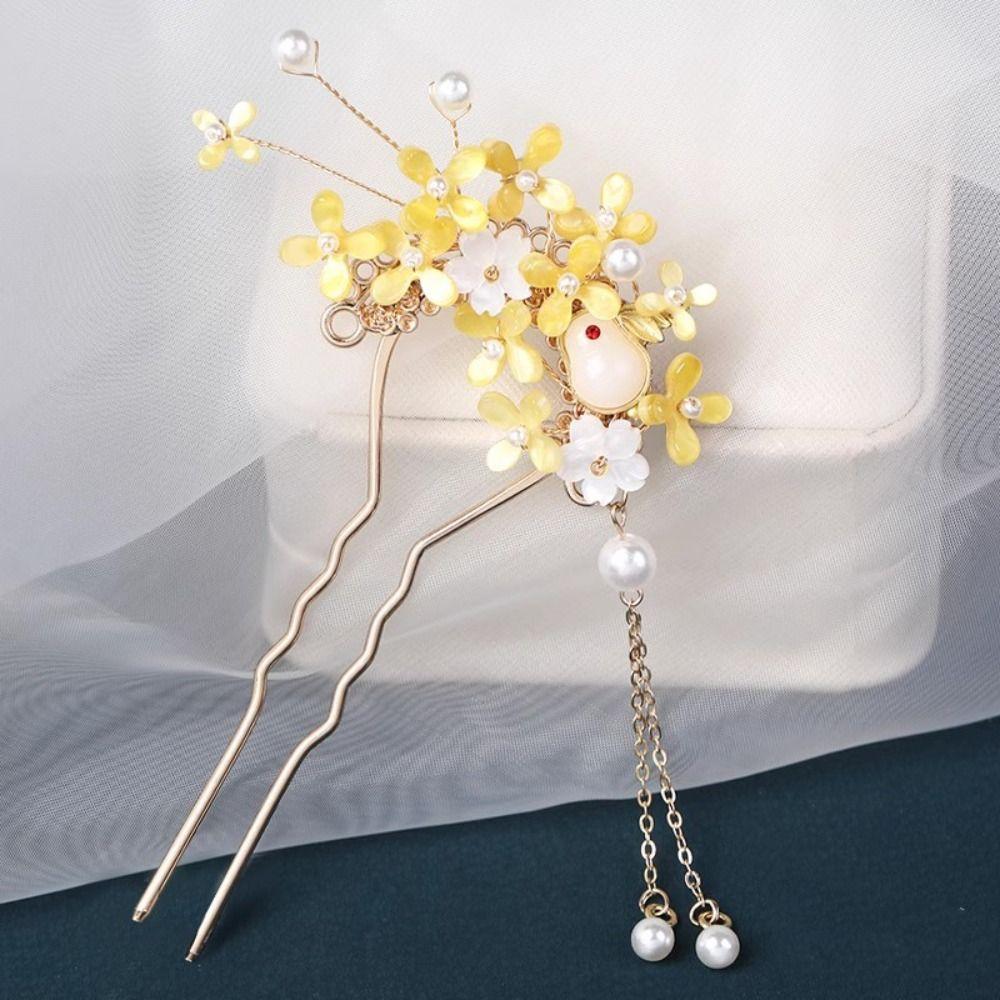 Кисточки U-образная заколка для волос жемчужный цветок шпилька модная китайская палочка для волос повседневная