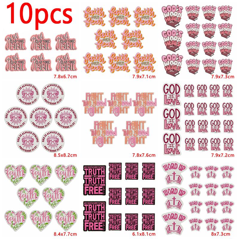 10pcs Wholesale Pink Series Cartoon Letter Slogan Patch Embroidered Patches For Clothes Jackets Hats Diy Iron On Patches Decor