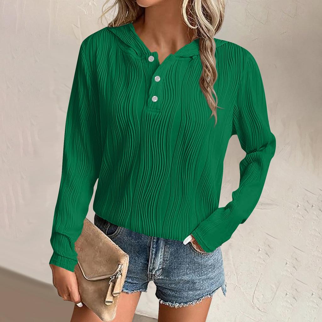 Womens Sweatshirts Hoodies Casual Loose Long Sleeve V Neck Button Down Shirts Tops Pullover Fall Clothes Outfits