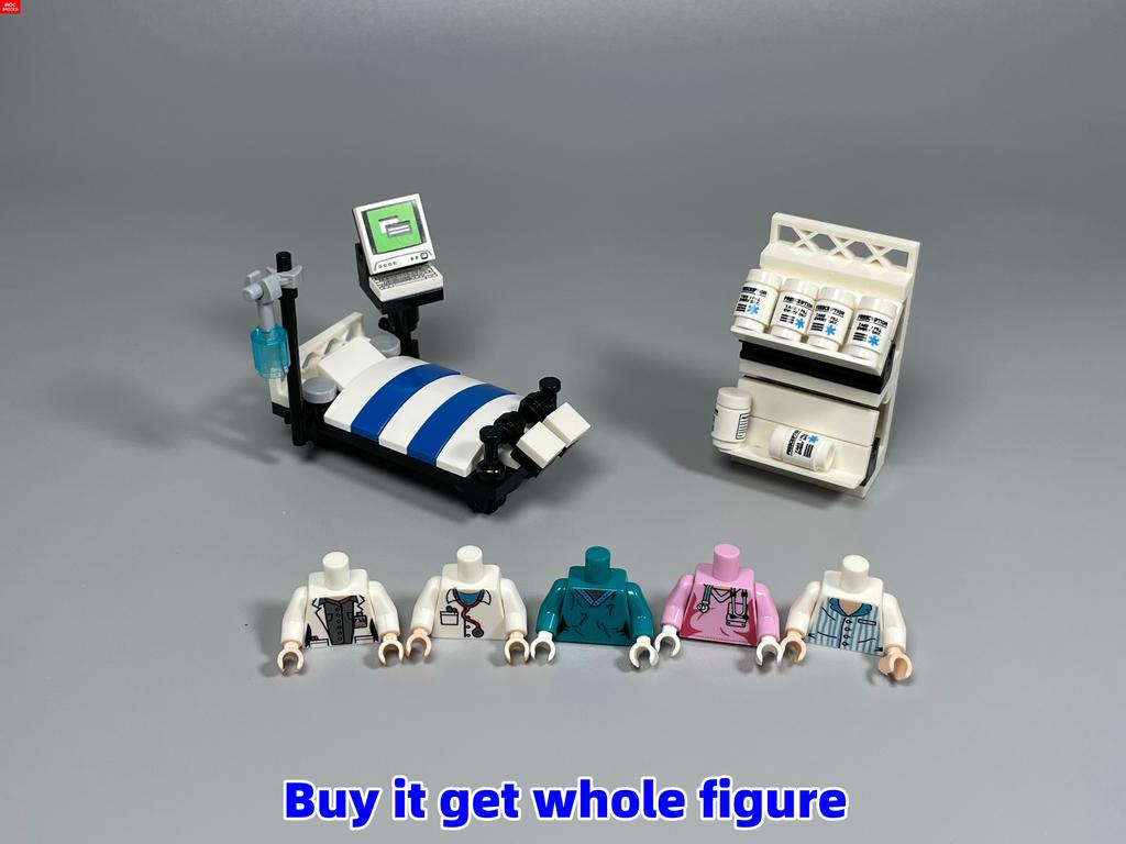 Нетоксичные Moc Кирпичи Операционный Стол Врач Шприц Больница Экстренная Медицинская Помощь Сцена Строительные Блоки Детские Мини-Игрушки
