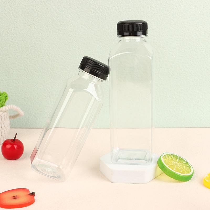 Пустые пластиковые квадратные бутылки для сока с крышками Бутылки для воды Прозрачные контейнеры для напитков с крышками Бутылка для джема из-под молока