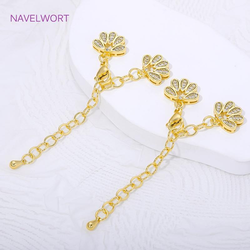 18K Gold Plated Extension Chains,Brass Extended Tail Chain with Lobster Clasps Connectors,DIY Jewelry Making Accessories