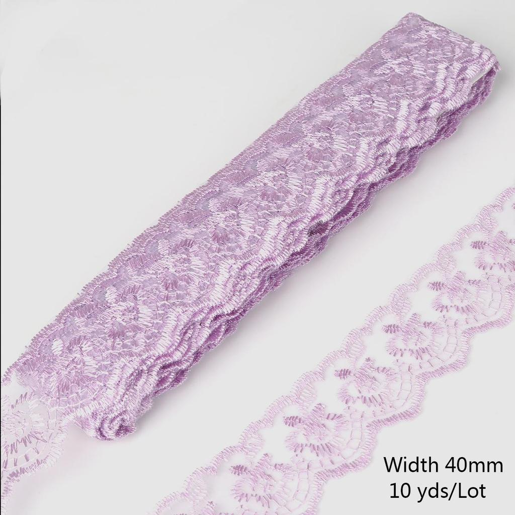10yards/lot Multi-Color Lace Trim Fabric 40MM Embroidered Net Lace Trim For Sewing Decoration DIY Embroidered Lace Ribbon