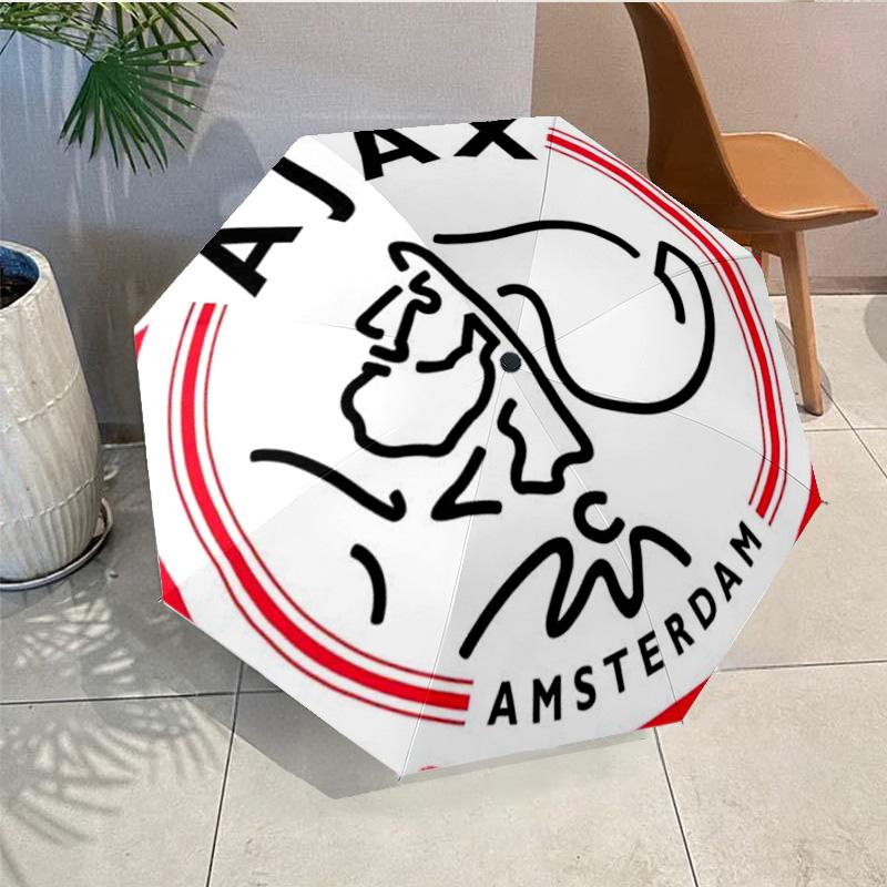 Зонт с эмблемой AFC Ajax - Автоматическое открытие/закрытие, Компактный 8-реберный легкий зонт, Незаменимый для пикника на природе, Аксессуар, Веер, Подарки