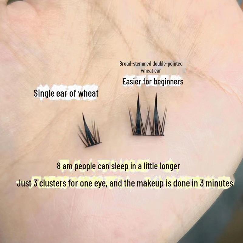 Накладные ресницы Mengji Shangpin с двойными заостренными пшеничными ушками - сегментированные натуральные тонкие стержневые ресницы из комиксов Lazy Trilogy