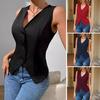 Women's Dressy Suit Vest V-Neck Button Down Blazer Waistcoat Sleeveless Crop Top Slim Fit Work Office Outfit