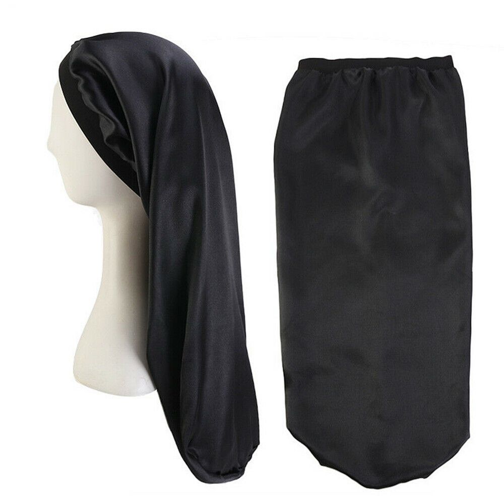 Women Hair Care Bonnet Head Wrap Cover Long Satin Curly Cap Nightcap Chemo Cap Sleep Hats