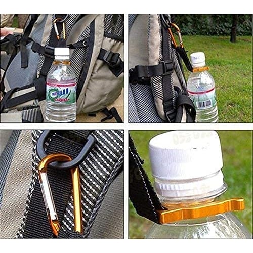 Audiophile Water Bottle Holder, 5-Piece Set (1 of Each Color), with Carabiner, Aluminum and Nylon Strap, Water Bottle Carrying Hooks (Red, Yellow, Pur