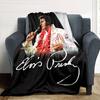 Famous Rock Singer Signature Portrait Print Flannel Throw Blanket Soft Plush Blanket for Sofa Couch Bedroom Home Decor