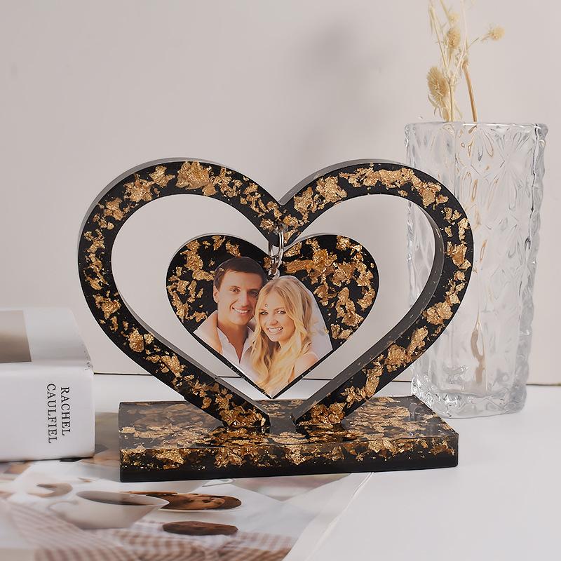 1set Crystal Epoxy Love Shape Photo Frame Setting Table Love Photo Frame Mold Pendant Listing Silicone Mold