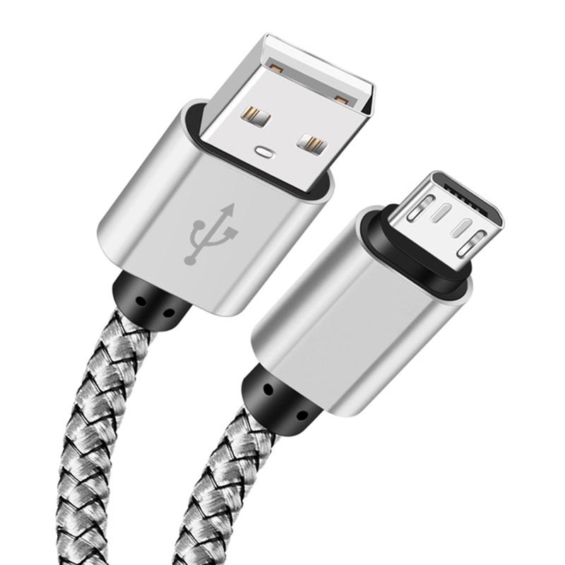 Нейлоновый плетеный кабель Micro USB для синхронизации данных 2A, быстрая зарядка 1M, 2M, 3M, зарядный кабель для Samsung, Huawei, HTC, Android, телефонов, USB Micro
