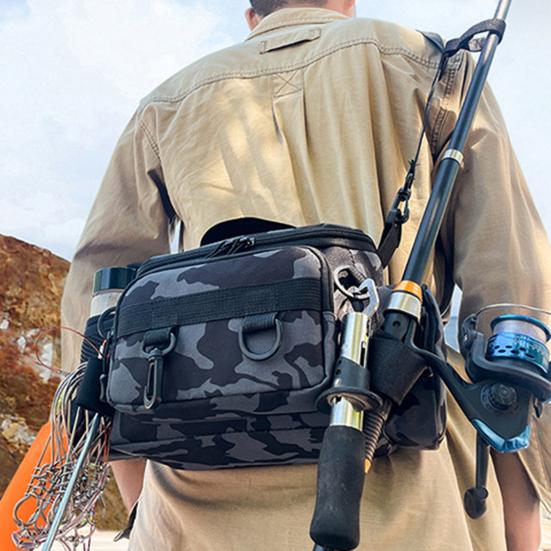 Большая вместительная сумка для рыболовных снастей из водонепроницаемой ткани Оксфорд с несколькими карманами, портативный органайзер для рыболовных принадлежностей, поясная сумка через плечо