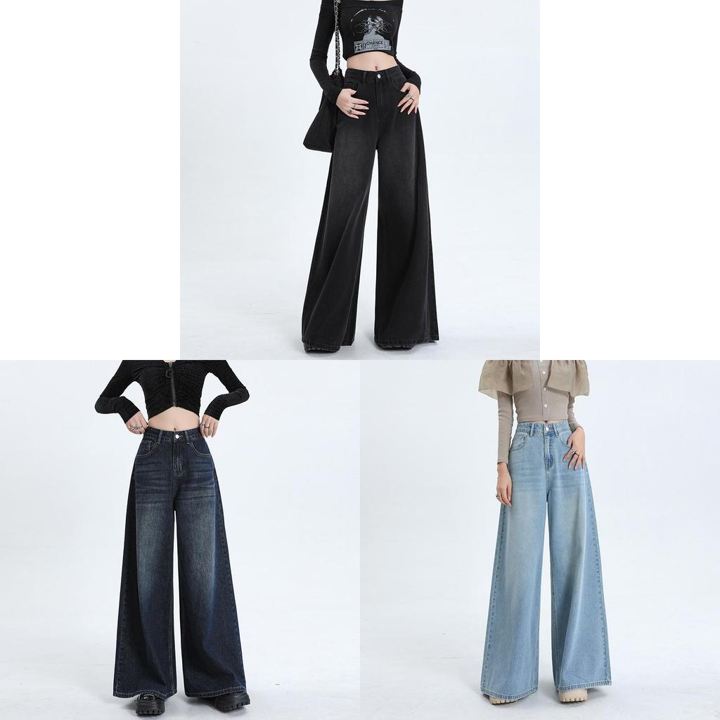 Wide Leg High Waist Jeans For Women With Retro Style And Cotton Denim Fabric