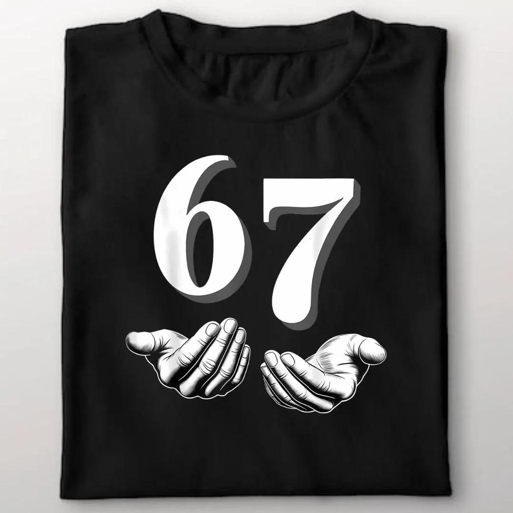 SpringSummer New Mens and Womens Bruh 67 Meme Steal A Brainrot Pixel Pattern Printed Cotton Casual Short Sleeve Tshirt