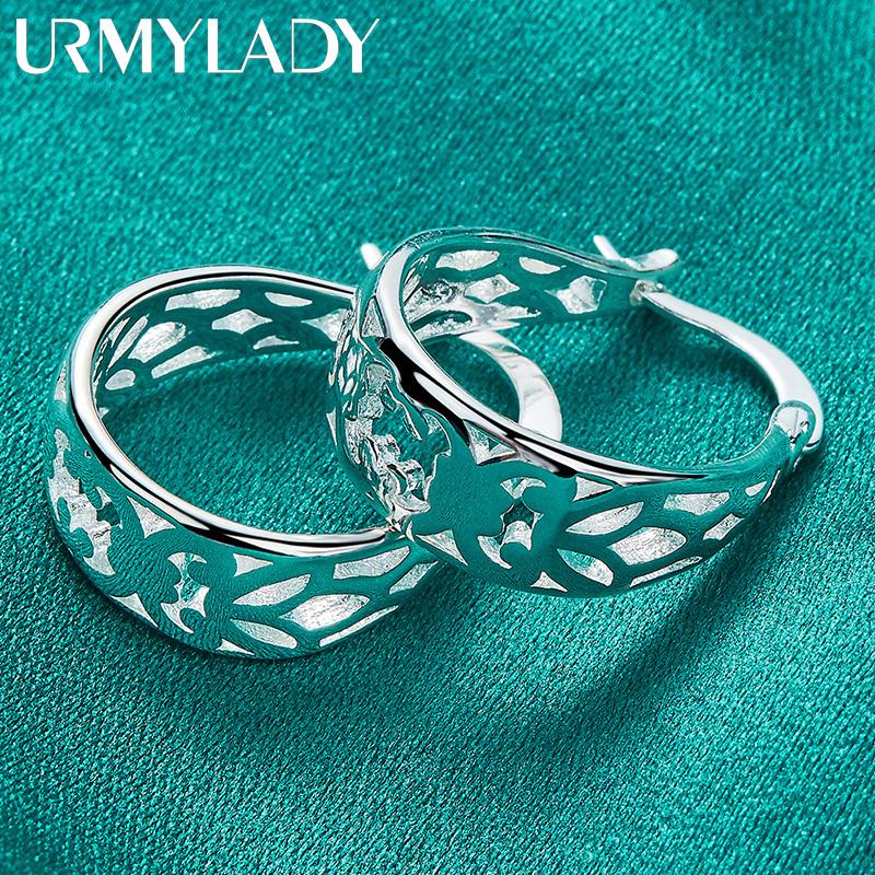 URMYLADY 925 пробы полые серьги-цветы клипсы для ушей для женщин свадебные помолвочные модные украшения с шармами