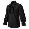 Men Shirt Stand Collar Lapel Ruffle Lace Long Sleeve Pullover Steampunk Retro Medieval Cosplay Halloween Costumes Gothic Renaissance Top