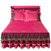 European Vintage Lace Velvet Thicken Bedspread 180x200 King Size Wedding Quilted Soft Ruffles Bedskirt Set Queen 2 Pillow Shams