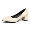 High Heels Women's Spring New Fashion Pointed Thick Heel Medium Heel Retro Light Mouth Solid Color Single Shoes