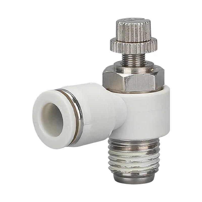 SL 4 6 8 10 12 14 16 мм Трубка M5 1/8" 1/4" 3/8" 1/2" BSPT Наружная Пневматический Фитинг Воздуха Регулировка Скорости Клапан Быстрое Вставное Соединение
