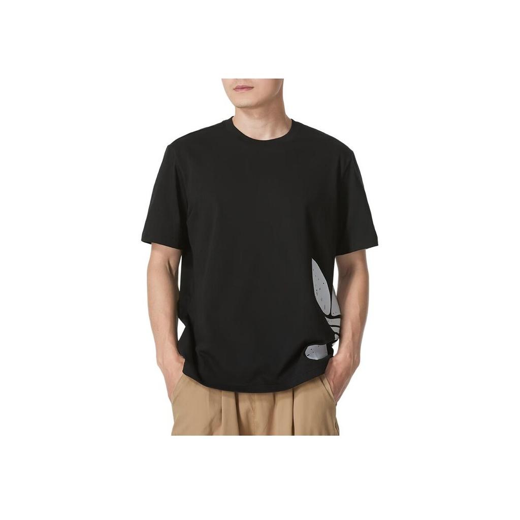 Adidas Originals Logo Graphic Breathable Versatile Short Sleeve T-Shirt Men Tops Black JD3247