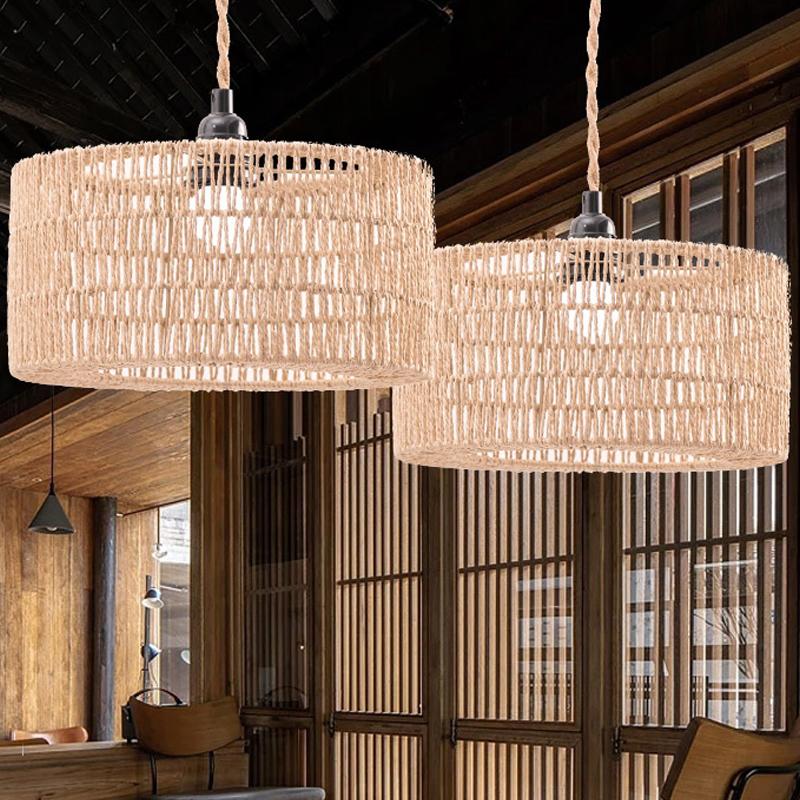 Плетеная абажур-люстра из бумажной веревки, защитный кожух для лампочки, подвесной абажур для ресторана, чайной комнаты, гостиной