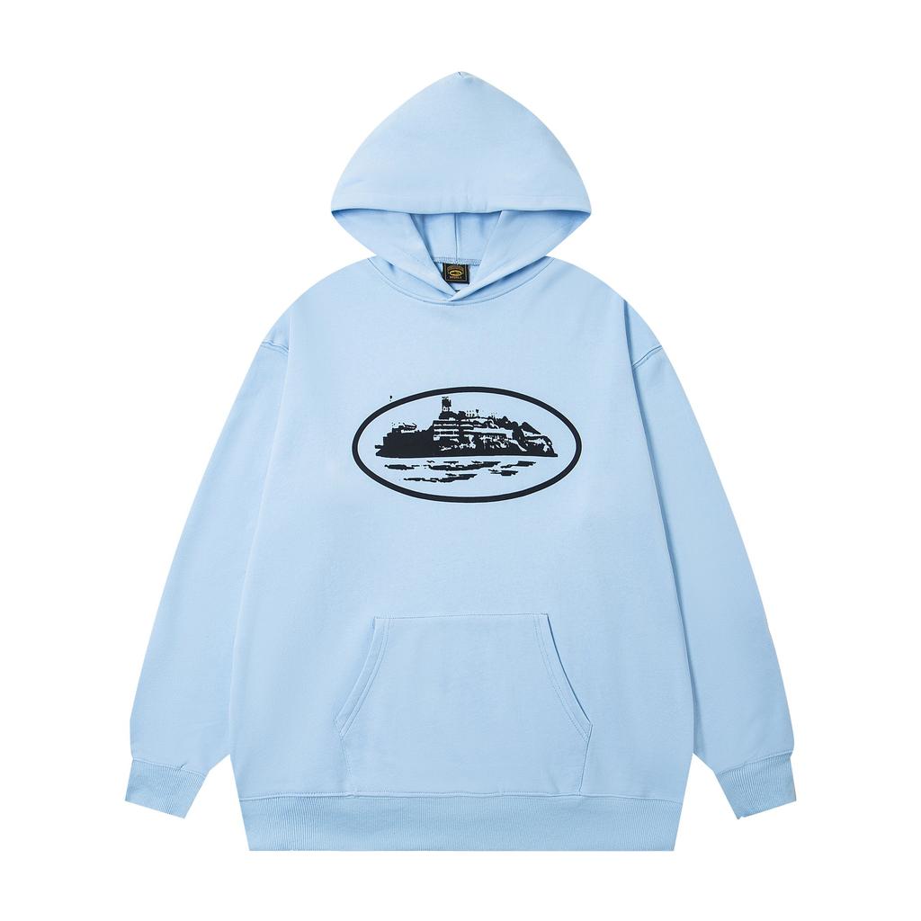 Alcatraz bright line print beauty tide street loose hooded sweater casual