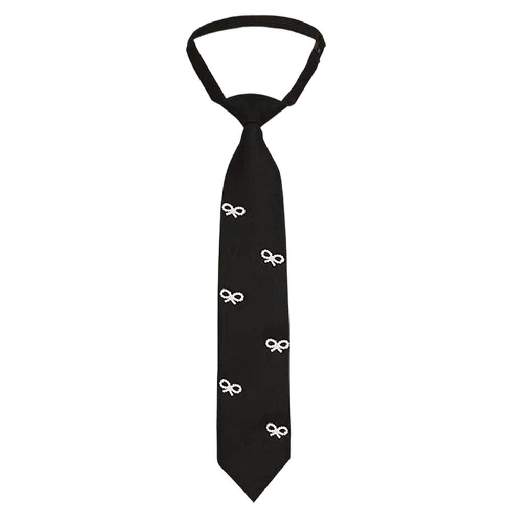 Elegant Preppy Style Women Pearl Tie Bead Long Necktie Versatile Academic College Shirt Necktie Uniform Accessories