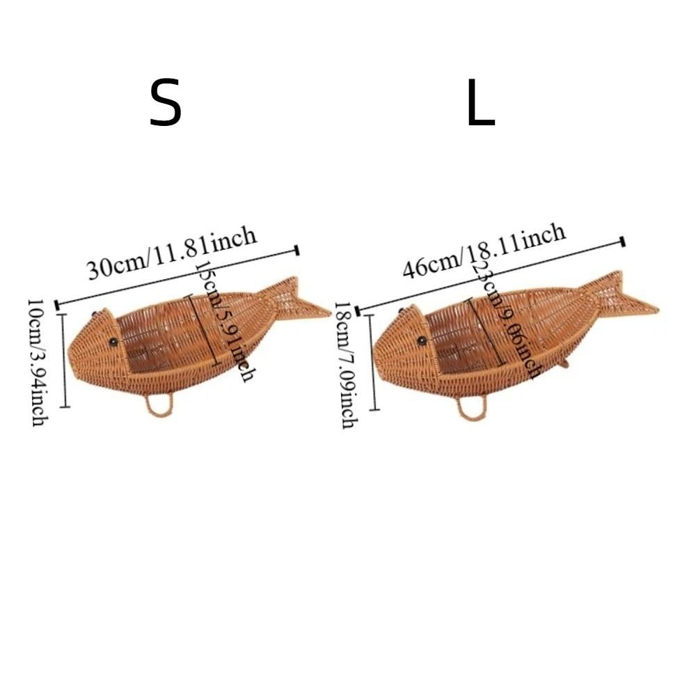 Fish Shape Hand Woven Fruit Basket Plastic Woven Storage Basket Drain Basket  Kitchen Storage