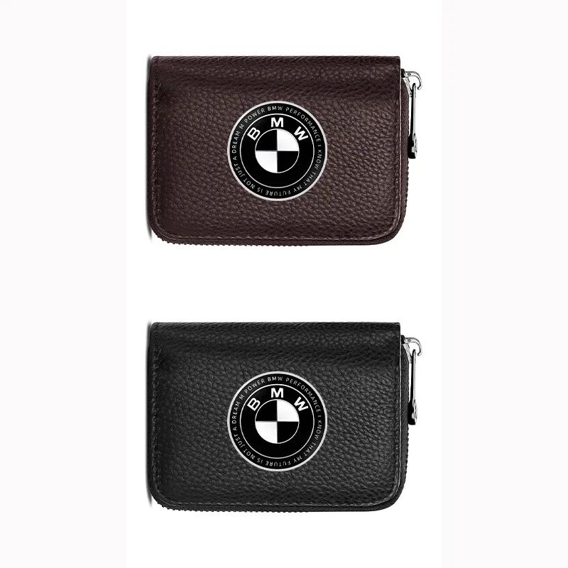 BAEG1 New 2025 Leather Emblem Car Key Case Keychain Zipper Key Case Bag For 50th BMW M M3 M5 M6 M2 E46 E90 E60 F10 F30 E39 E36 F20 E87