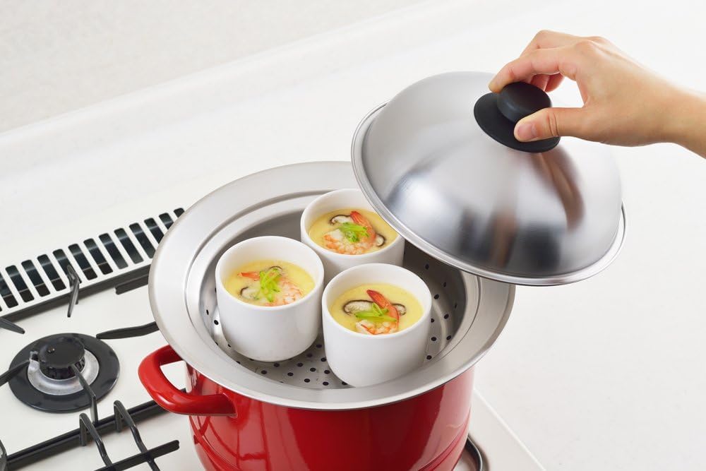 Yoshikawa Steamer Plate for Pots (20-22cm pot compatible), Made in Japan, Stainless Steel, Easy Steaming by Placing it on Top of a Pot, YJ2302