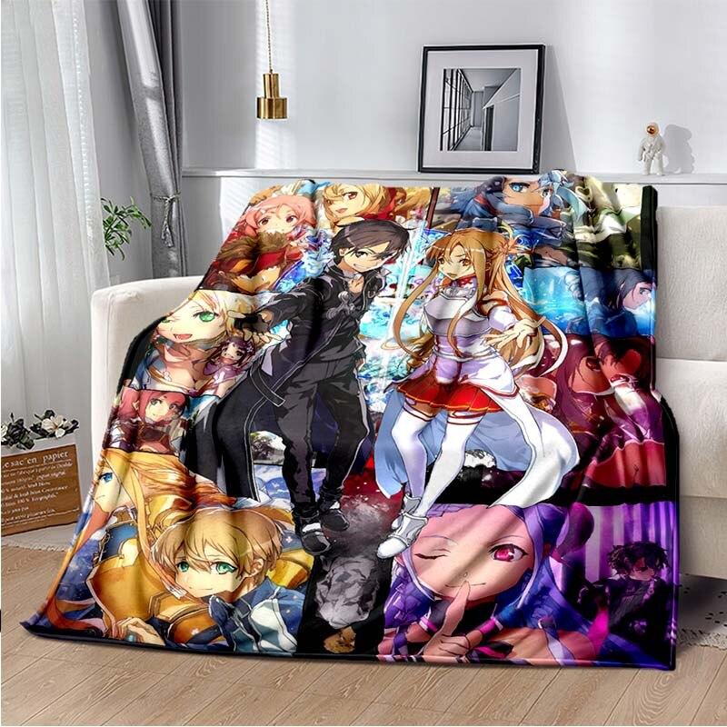 Asuna Sword Art Online флисовое одеяло с 3D принтом для кроватей, походов, пикников, толстое одеяло, покрывало, флисовое одеяло