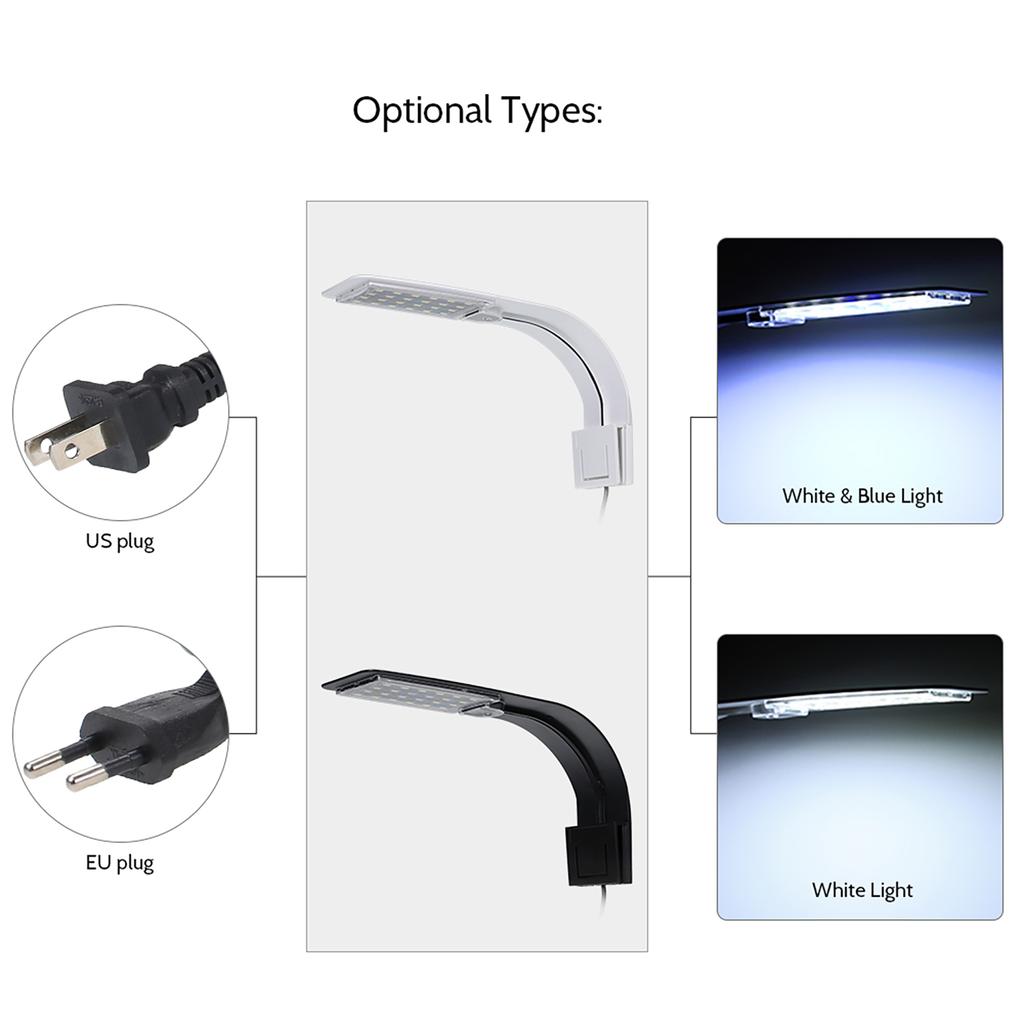 AC220V 10W 24 LED Aquarium Light Fish Jar Lamp White/Blue Light Portable