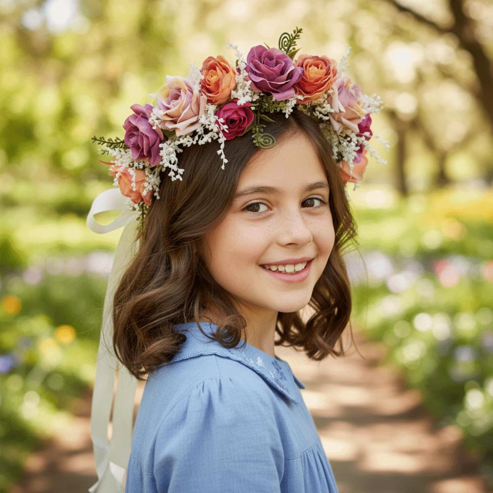 Elegant Floral Headband Artificial Flower Bridal Wreaths Flower Crown Birthday Party