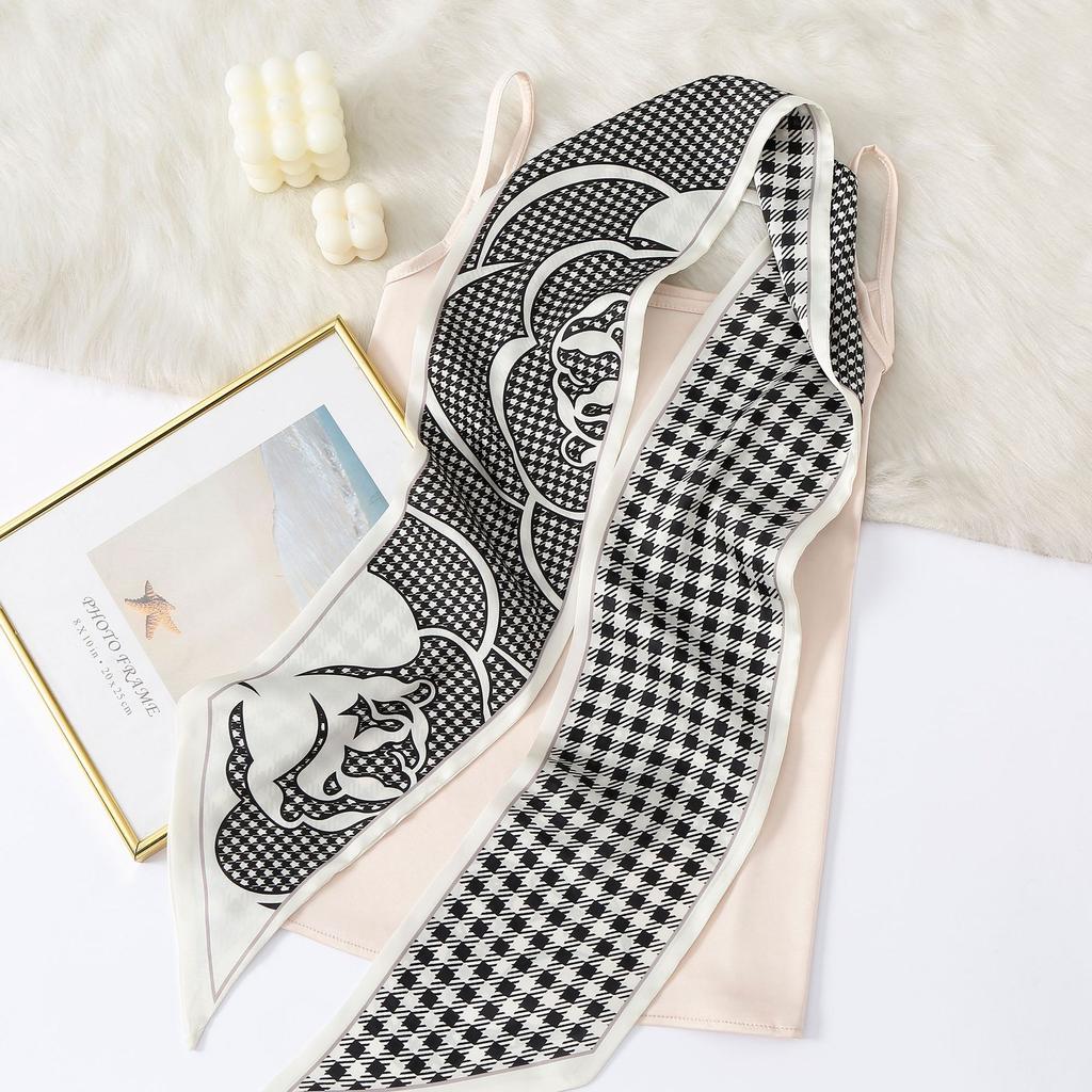 New Simulation Silk Long Scarf Fashionable Versatile Suit Double-Layer Scarf Decorative Bag Wrapped With Professional Scarf For Women