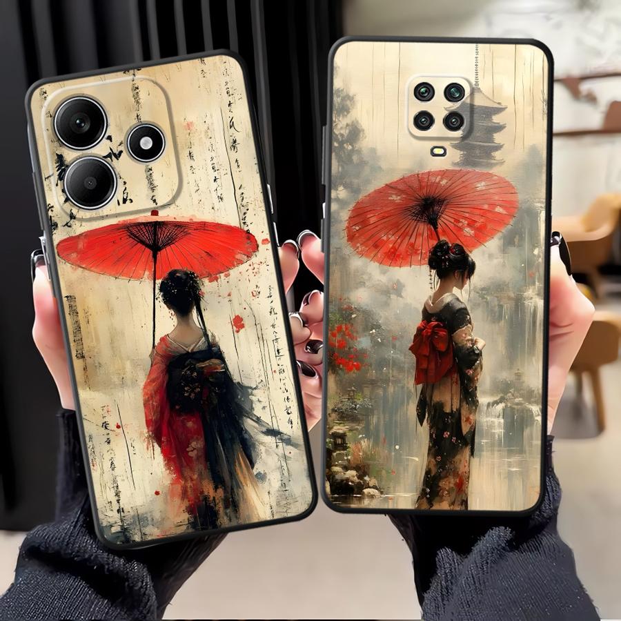 Мультяшный Ретро Девушка Чехол для Телефона для Xiaomi Redmi Note 14 14C K80 13 Pro Plus A4 A5 9 8 7 10 A3 A1 12C 13C 12 11 K40 A1 A2