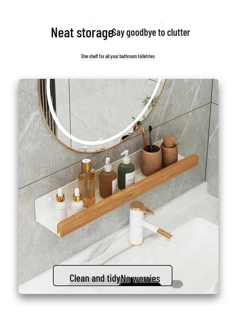 No-Drill Bathroom Faucet Shelf and Drain Storage Rack